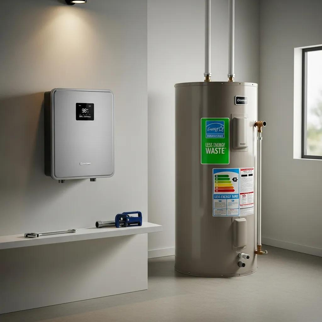 Water heater repair and installation options in Singapore showing tankless and tank-style units