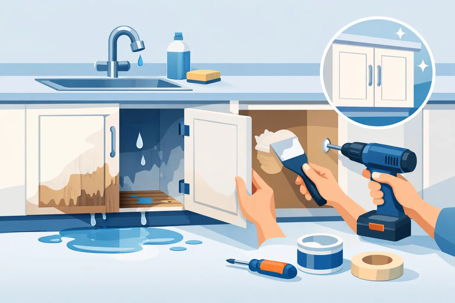 How to Repair Water Damaged Cabinets