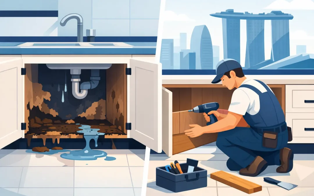 Rotted Cabinet Base Replacement in Singapore