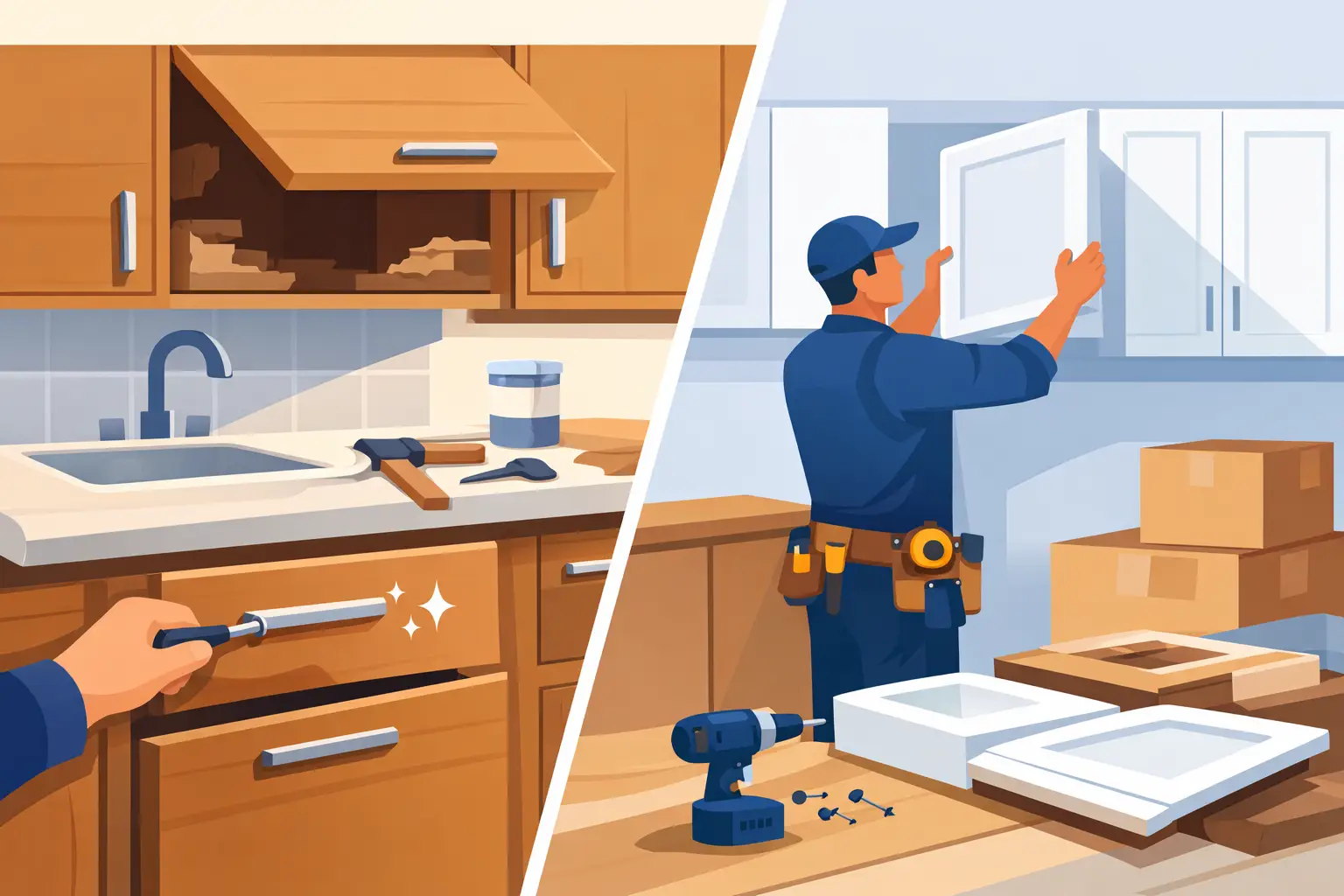 Partial Cabinet Repair vs Replacement