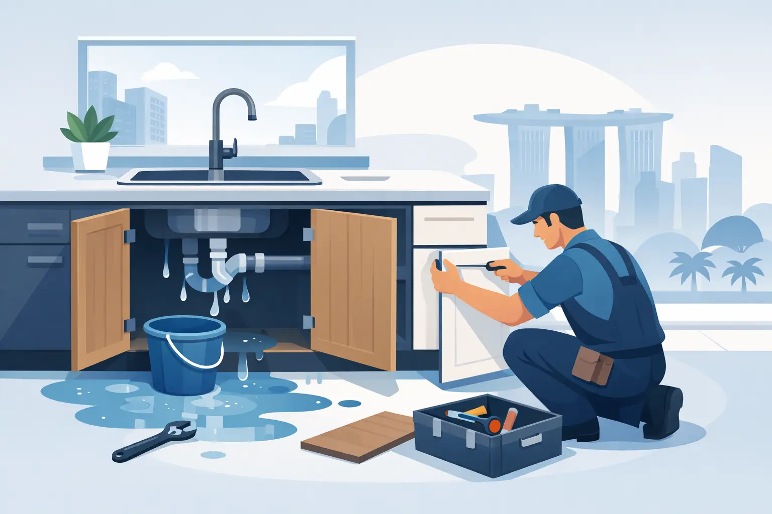 Cabinet Rescue After a Pipe Leak in Singapore Cabinet Rescue After a Pipe Leak in Singapore