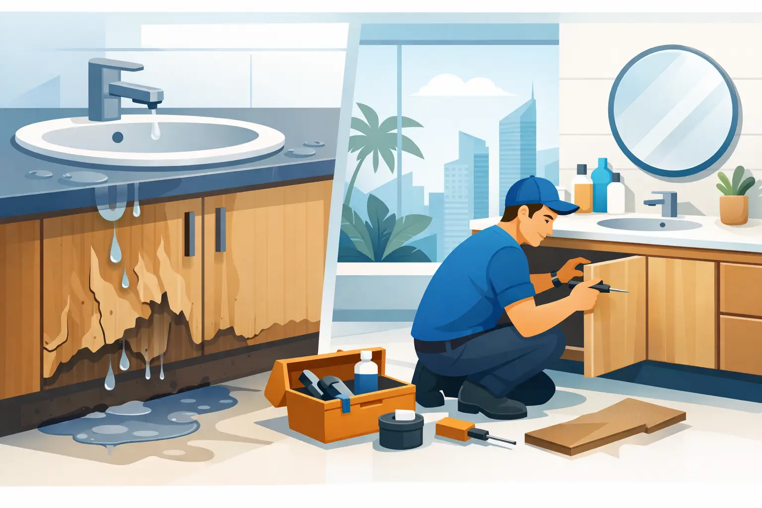Water Damaged Vanity Repair in Singapore Water Damaged Vanity Repair in Singapore